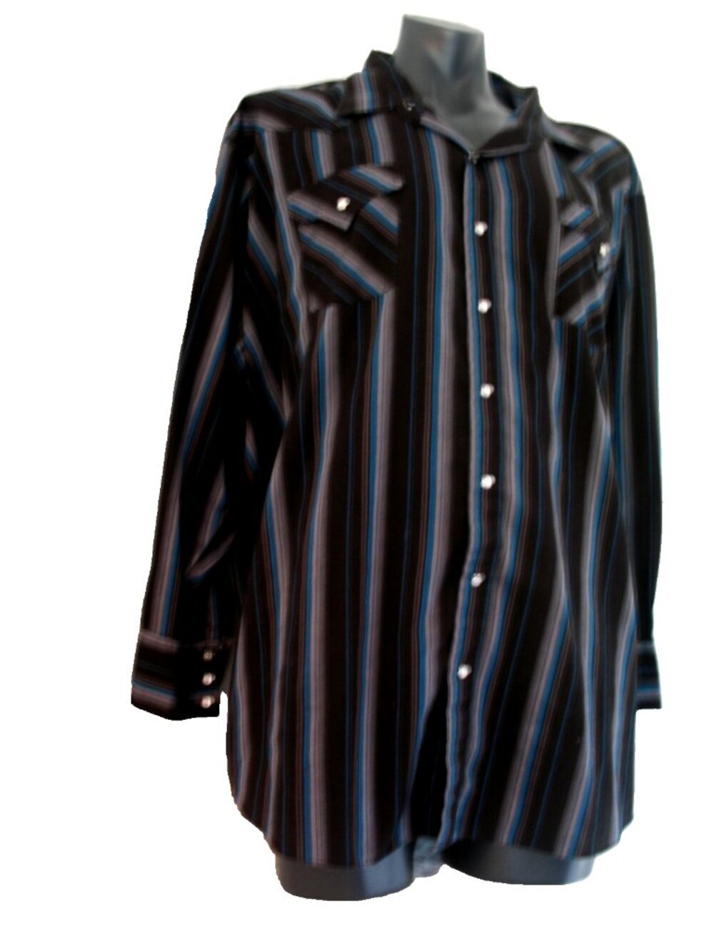 Ely Cattleman Western Multicolor Pearl Snap Men's 4X, Blue/Black Plaid.